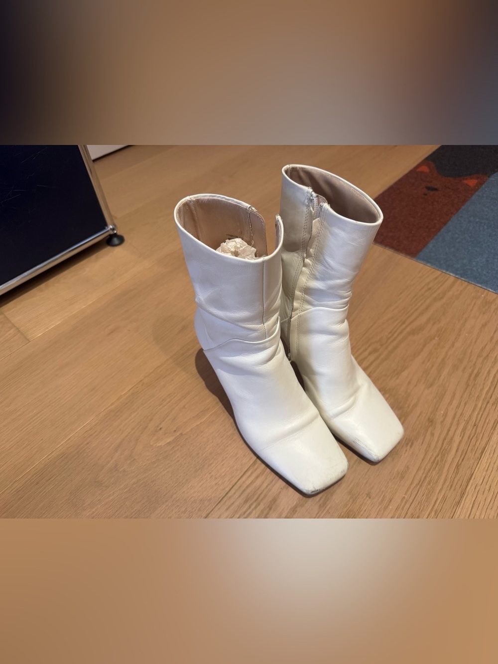 White Women's Leather Ankle Boots
